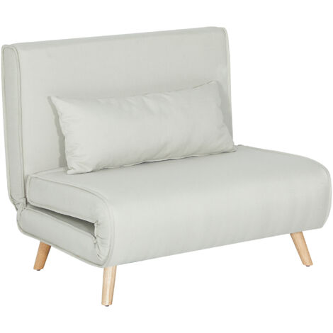 Canapé lit 1 place dossier réglable coussin inclus pieds pliables charge 350 kg blanc