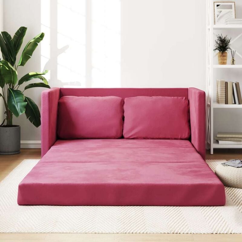 Vidaxl - Canapé-lit 2 en 1 rouge bordeaux 122x204x55 cm velours