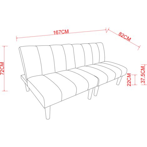 Canapé-lit 2 places 167 cm pliant,dossier réglable sur 3 positions. Modèle gain de place convertible en lit d’amis pour petite chambre.