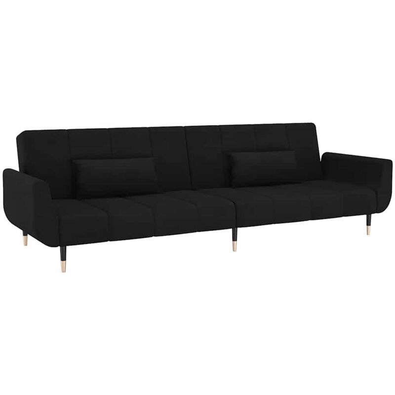 Vidaxl - Canapé-lit à 2 places avec deux oreillers Noir Velours