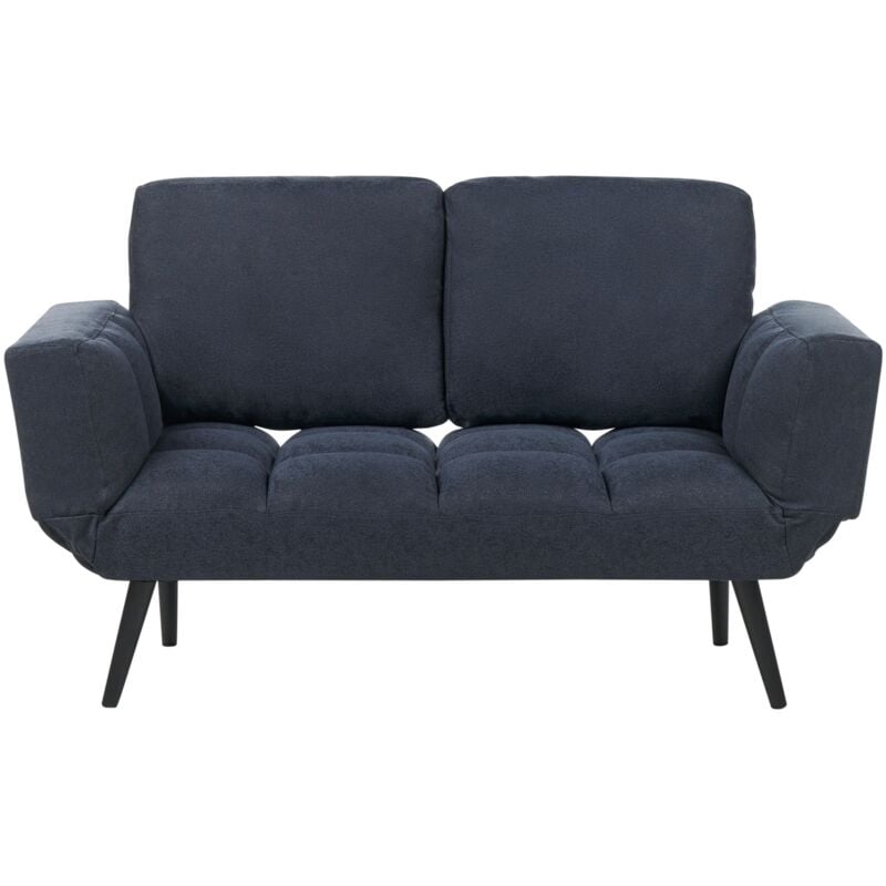 Beliani - Canapé-lit 2 Places en Tissu Bleu Marine Métal et Bois Mécanisme Clic Clac de Style Rétro Brekke