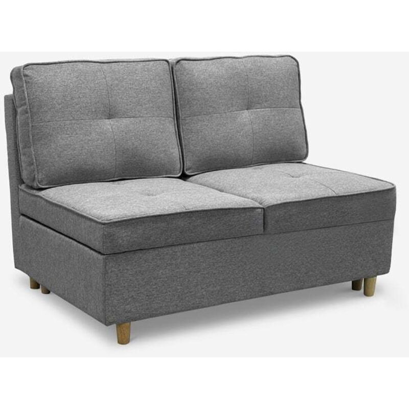 Modus Sofà – Canapé convertible 2 places en tissu gris – Gain de place – Dimensions 122x84x89 cm – Lit simple 201x65 cm – Rembourrage en mousse douce