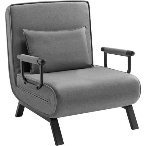 Canapé-Lit 3 en 1 WOLTU, Fauteuil Convertible avec Coussin Amovible et Assise Rembourrée, Dossier Réglable, en 5 Positions, 80x74x82 cm, Gris Foncé