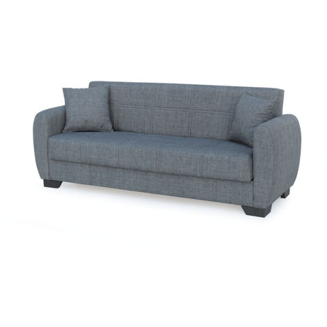 Canapé-lit 3 places clic-clac sofa convertible en tissu gris - Longueur 215 x Hauteur 85 x Profondeur 84 cm