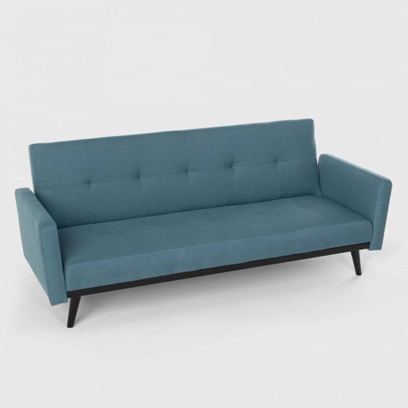 Canapé convertible 3 places clic clac en tissu design nordique Tulum - Bleu