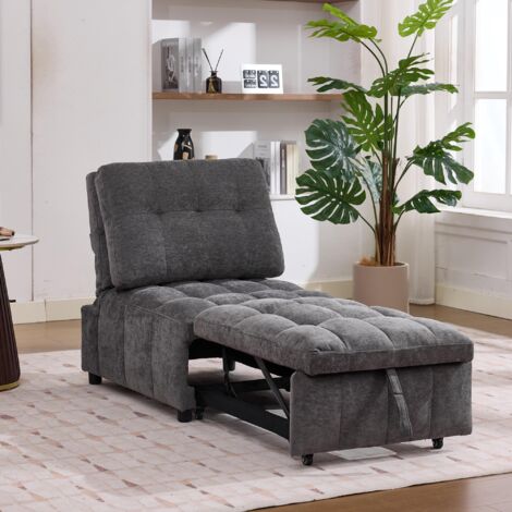 Canapé-lit 689576 cm, canapé gigogne, dossier réglable, profondeur d'assise réglable, canapé-lit lounge, dépliable, gris.