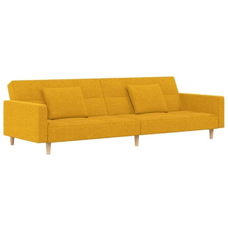 Devenirriche - Canapé-lit à 2 places avec deux oreillers jaune tissu vidaXL