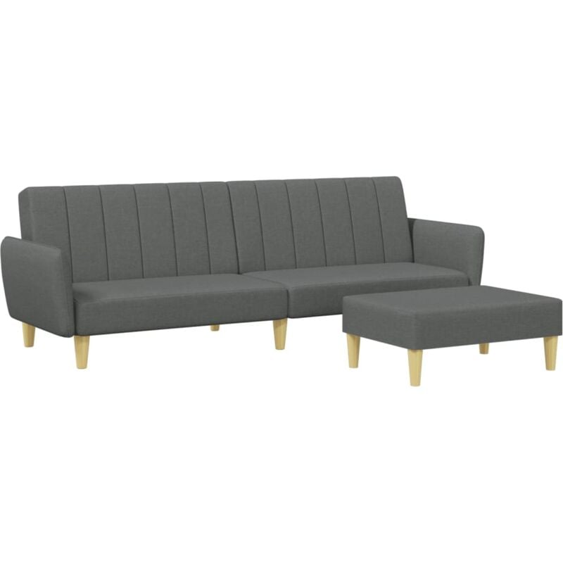 Canapé-lit à 2 places avec repose-pied gris foncé tissu Vidaxl Gris