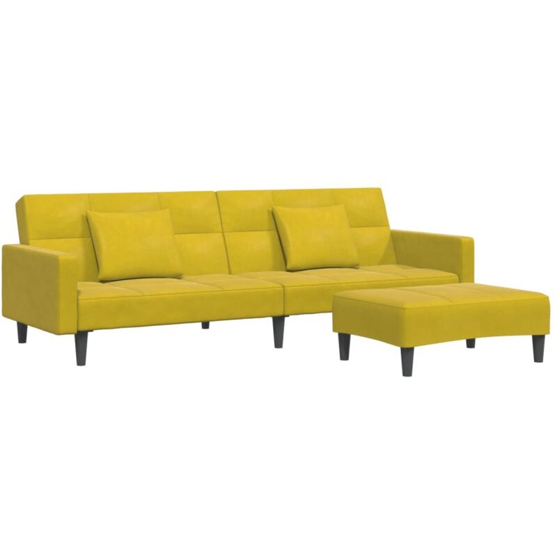 Vidaxl - Canapé-lit à 2 places avec repose-pied jaune velours