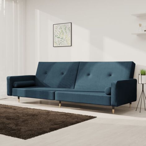 Canapé-lit à 2 places, Canapé convertible, Banquette Sofa de Salon, avec deux oreillers bleu velours KEF274859 DESIGN IN
