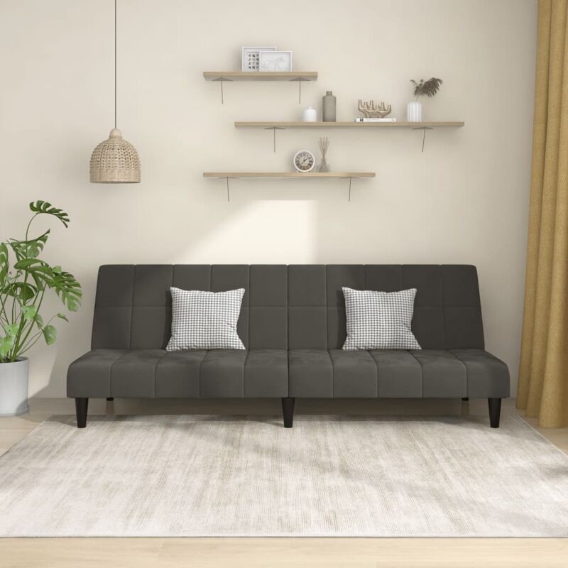 Vidaxl - Canapé-lit à 2 places gris foncé velours