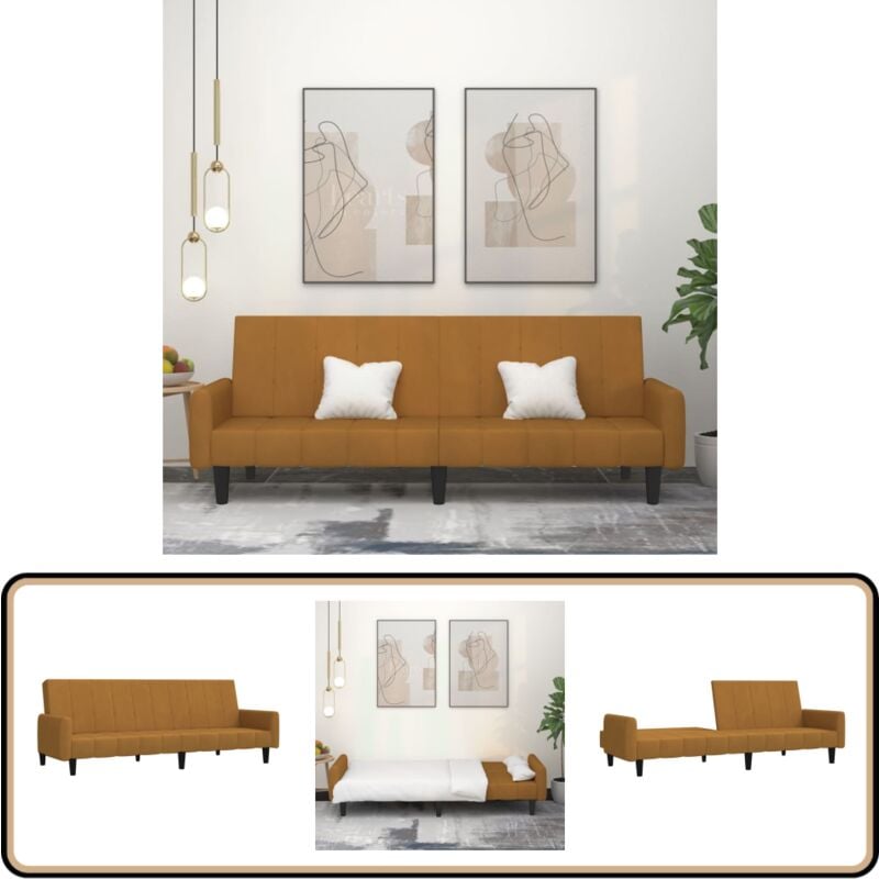 Vidaxl - Canapé-lit à 2 places marron velours - Canapé Lit - Canapé Convertible - Meuble Salon - Fauteuil Lit - Literie