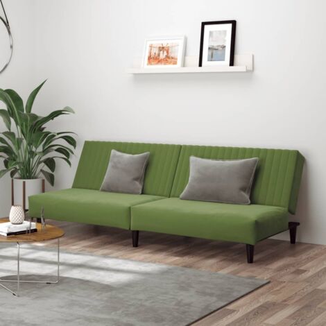 Canapé-lit à 2 places vert clair velours vidaXL509367