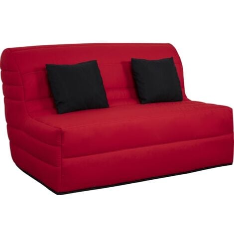 Canapé lit Alix BZ 140 mousse 35 kg couette rouge