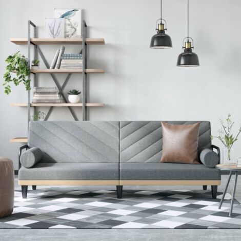 Canapé-lit  Canapé convertible  Fauteuil-lit avec accoudoirs gris clair tissu DRT1243