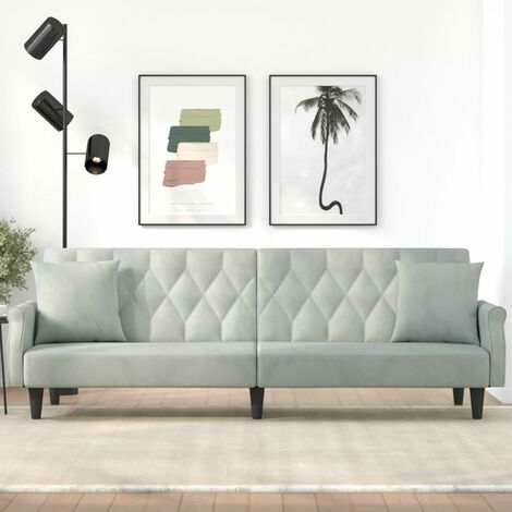 Canapé-lit  Canapé convertible  Fauteuil-lit avec accoudoirs gris clair velours DRT8729