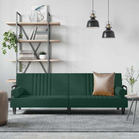 Canapé-lit Canapé convertible Fauteuil-lit avec accoudoirs vert foncé velours DRT7876