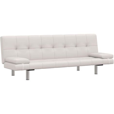 Canapé-lit  Canapé convertible  Fauteuil-lit réglable avec deux oreillers Similicuir Blanc crème DRT6683