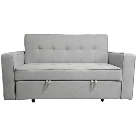 Canapé-lit, canapé de salon avec accoudoirs en tissu coloris Gris - Longueur 135 x profondeur 122 x hauteur 45 cm