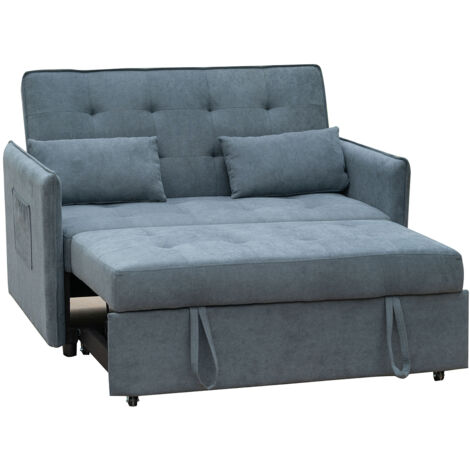 Canapé-lit, canapé de salon avec accoudoirs en tissu coloris gris - Longueur 135 x profondeur 87 x hauteur 96 cm