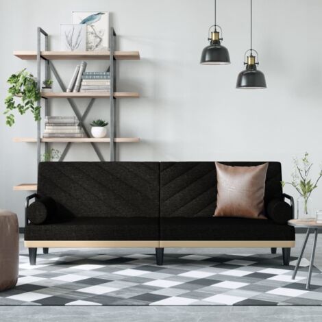 Canapé-lit Canapé fixe Canapé convertible avec accoudoirs noir tissu 82884