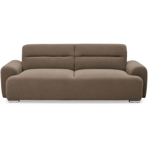 Canapé-lit clic-clac 3 places confort Lucille Tissu bouclette Taupe