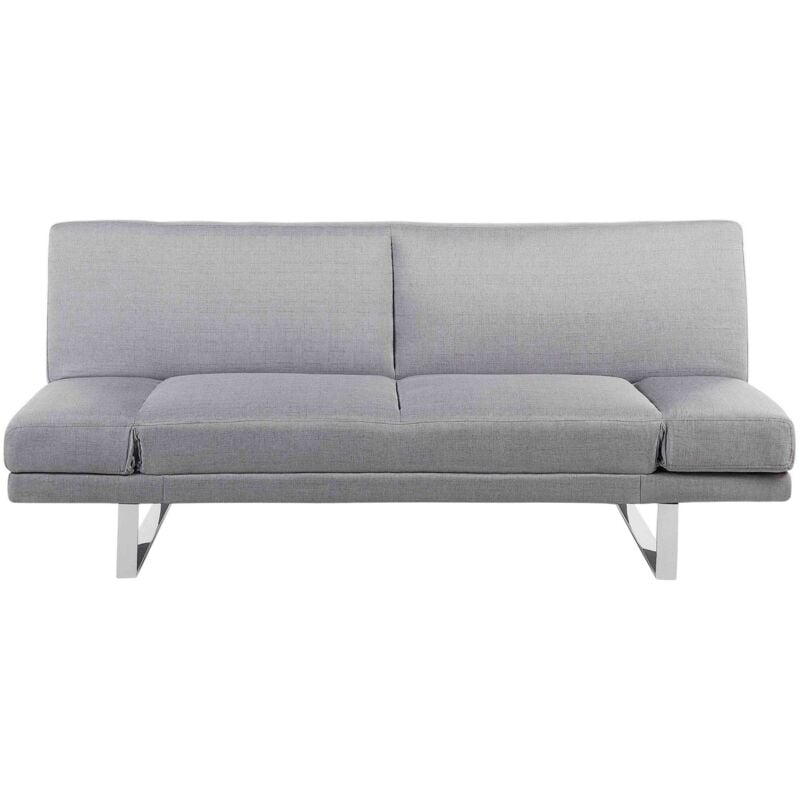 Beliani - Canapé Convertible 2 Places en Tissu Gris Clair Accoudoirs Ajustables Moderne York