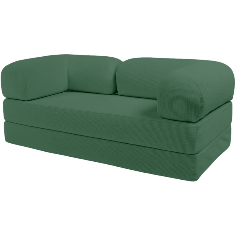 Canapé lit compressé modulable en velours côtelé 90x180 cm vert Canapé lit compressé modulable en velours côtelé 90x180 cm vert