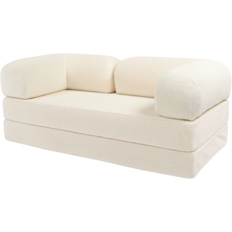 Canapé lit compressé modulable en velours côtelé 90x180 cm blanc Canapé lit compressé modulable en velours côtelé 90x180 cm blanc