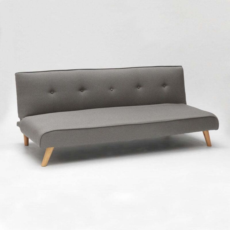 Modus Sofà – Canapé convertible 2 places clic clac en tissu polyester – Dimensions 178x82x70cm – Mécanisme clic-clac – Design moderne gris