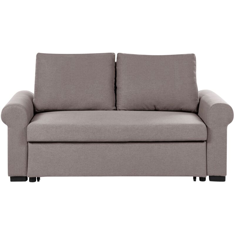 Beliani - Canapé-lit Convertible Design Rétro 2 Places en Tissu Rembourré Marron Clair Silda