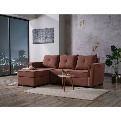 Canapé-lit d’angle 253x166 cm en tissu orange - Panaro