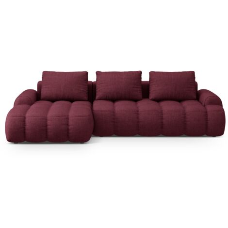 Canapé-lit d'angle gauche + box 3 places tissu structurel bordeaux