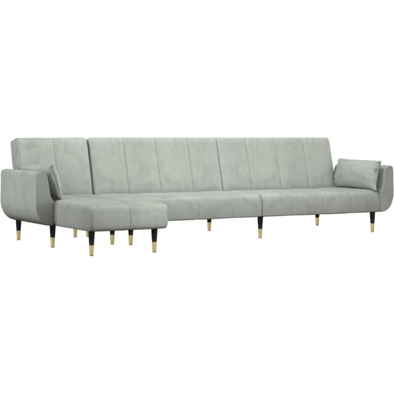Vidaxl - Canapé-lit en forme de l gris clair 275x140x70 cm velours