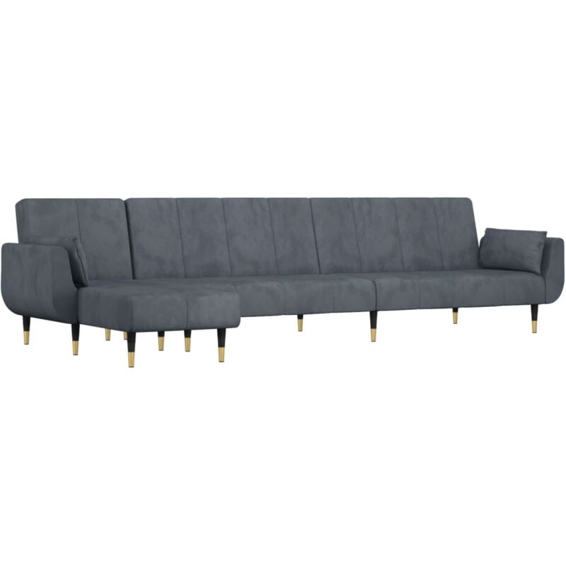Vidaxl - Canapé-lit en forme de l gris 275x140x70 cm velours