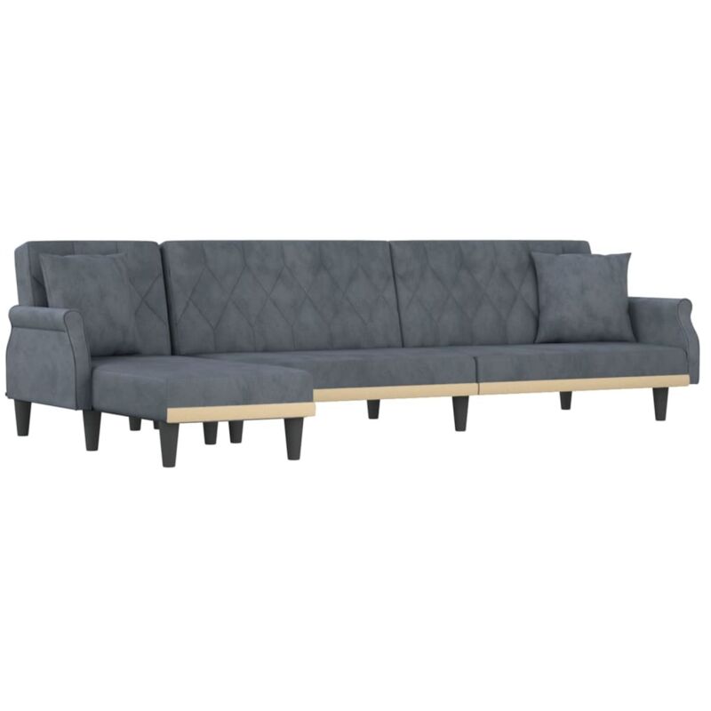 Vidaxl - Canapé-lit en forme de l gris 271x140x70 cm velours