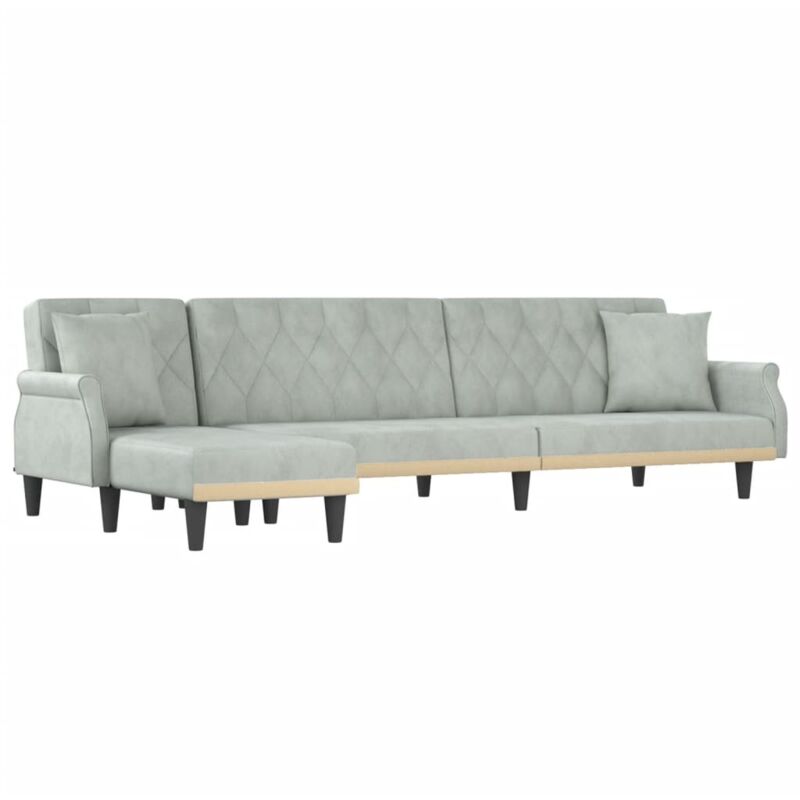 Vidaxl - Canapé-lit en forme de l gris clair 271x140x70 cm velours