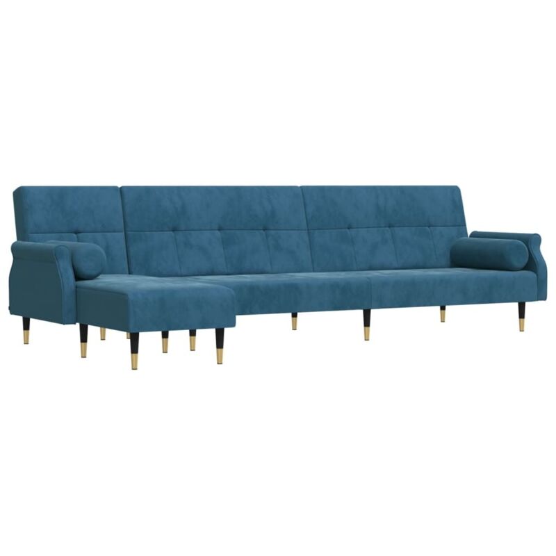 Vidaxl - Canapé-lit en forme de l bleu 271x140x70 cm velours