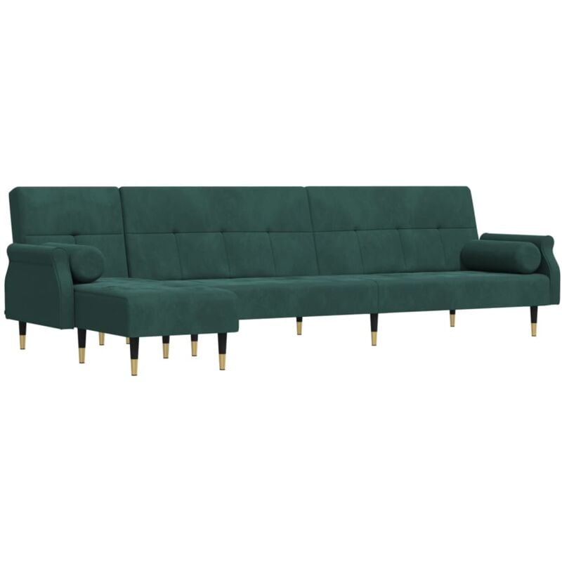 Vidaxl - Canapé-lit en forme de l vert foncé 271x140x70 cm velours