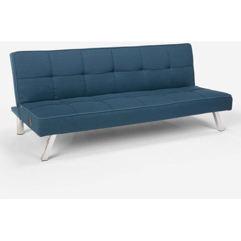 Modus Sofà – Canapé convertible 2 places clic-clac avec port USB – Dimensions 172x74x75cm – Rembourrage en mousse haute densité – Design moderne bleu