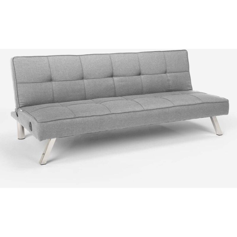 Canapé convertible en tissu clic-clac avec port USB et pieds en métal Astralis - Gris clair Canapé convertible en tissu clic-clac avec port USB et pieds en métal Astralis - Gris clair