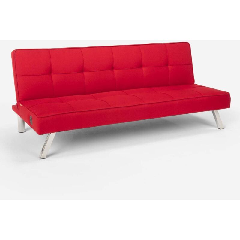 Canapé convertible en tissu clic-clac avec port USB et pieds en métal Astralis - Rouge Canapé convertible en tissu clic-clac avec port USB et pieds en métal Astralis - Rouge