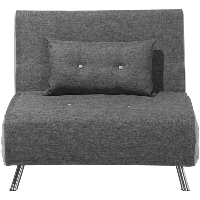 Beliani - Canapé Type Chauffeuse en Tissu Gris Foncé Convertible en Lit Confortable et Fonctionnel pour Salon Scandinave Moderne
