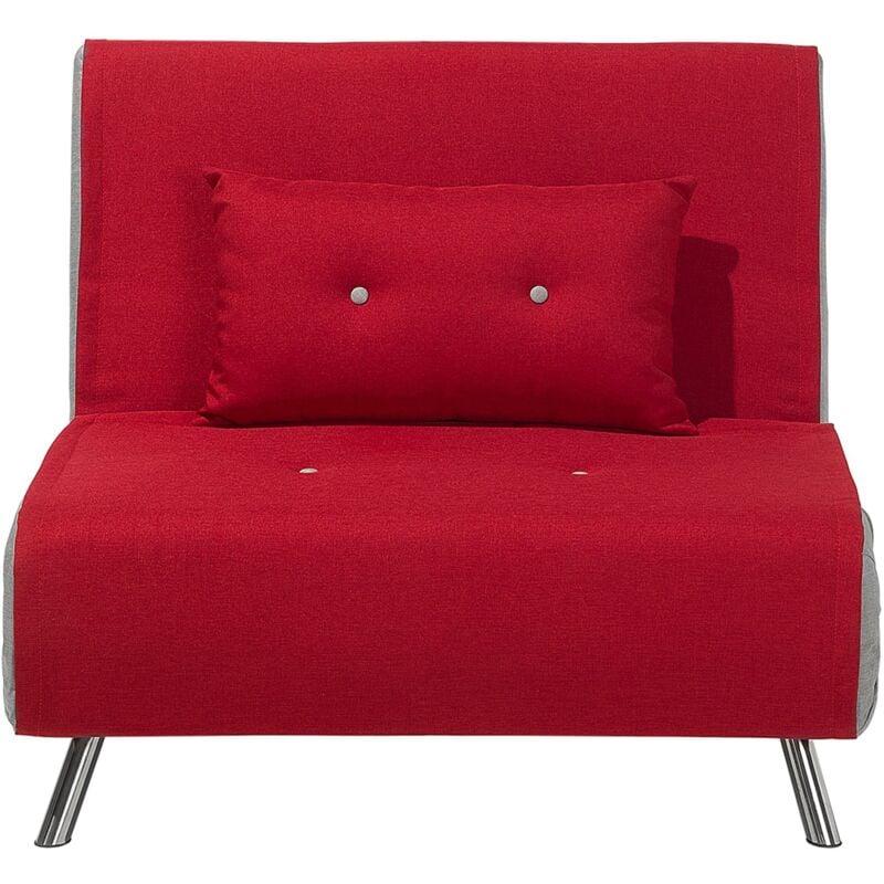 Beliani - Canapé Type Chauffeuse en Tissu Rouge Convertible en Lit Confortable et Fonctionnel pour Salon Scandinave Moderne