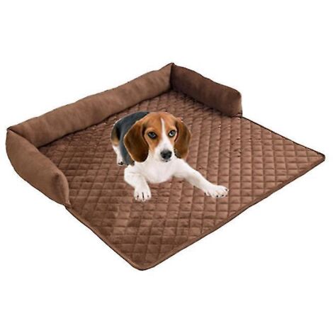 Canapé-lit en velours pour animaux de compagnie (taille moyenne), antidérapant et imperméable, avec coussins sur 3 côtés, protège-canapé et housse de meuble pour chiens et chats - 90 x 120 cm - Couleu