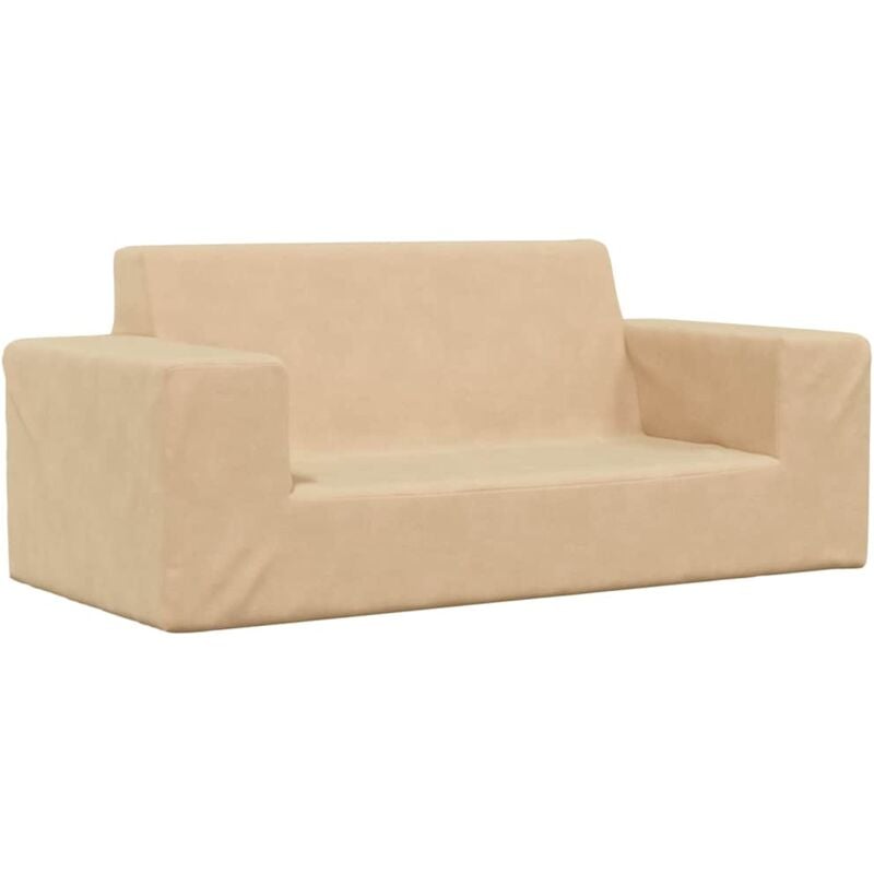 Vidaxl - Canapé pour enfants à 2 places Crème Peluche douce