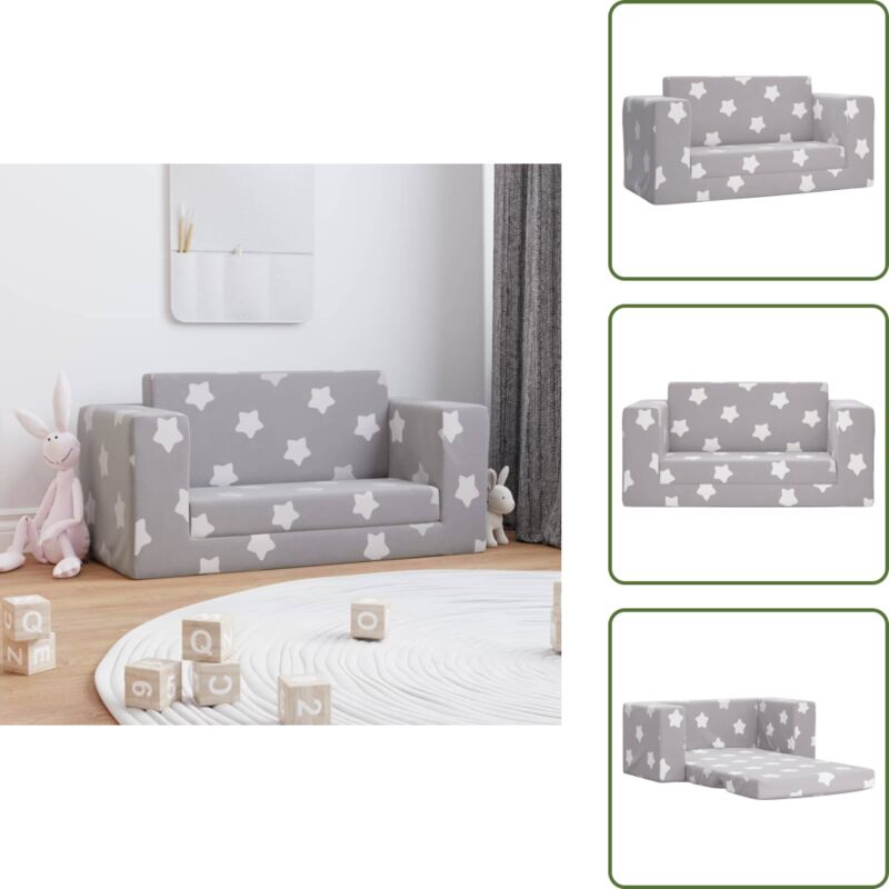 Vidaxl - Canapé-lit enfant 2 places gris clair étoiles peluche douce - Canapé Enfant - Canapé Lit Enfant - Mobilier Bébé - Meubles Enfant - Fauteuil