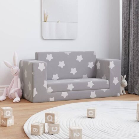 Canapé-lit enfant,Lit de jour,Lit de repos pour enfant 2 places gris clair étoiles peluche douce 418865