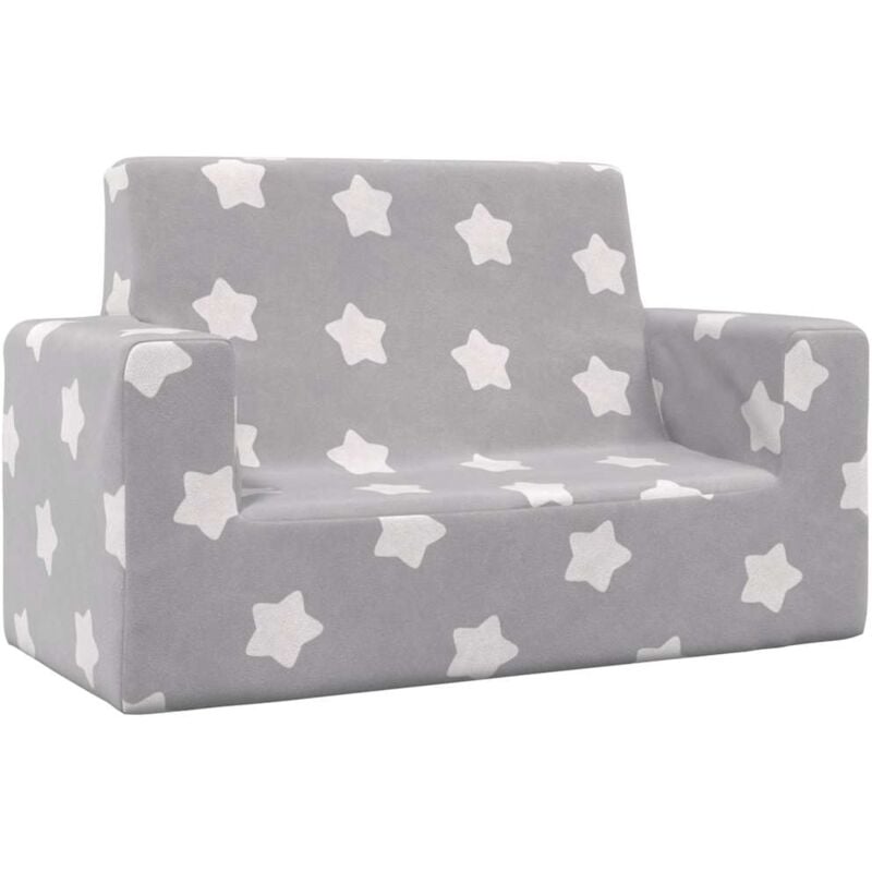 Vidaxl - Canapé pour enfants à 2 places Gris clair étoiles Peluche douce