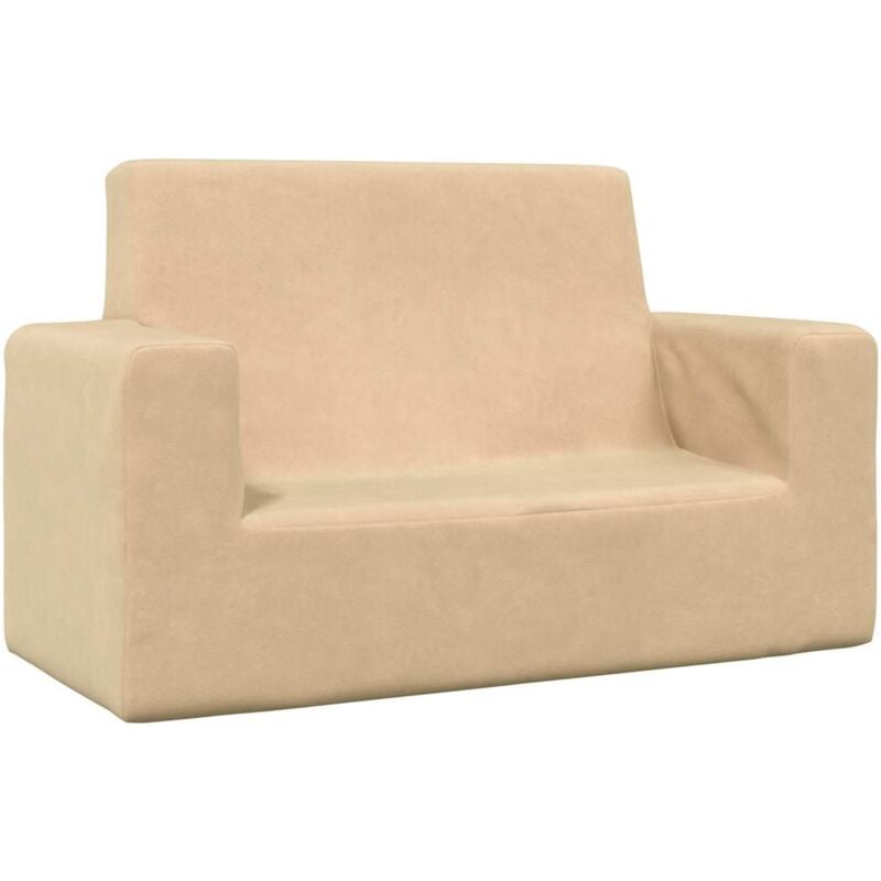 Vidaxl - Canapé pour enfants à 2 places Crème Peluche douce